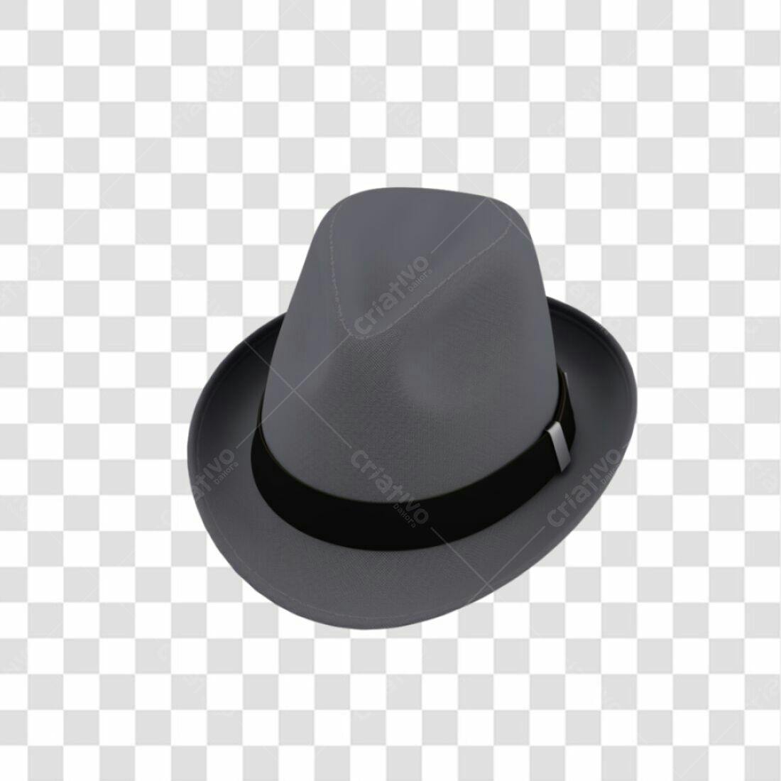 Icone Fedora Cinza PNG com fundo transparente