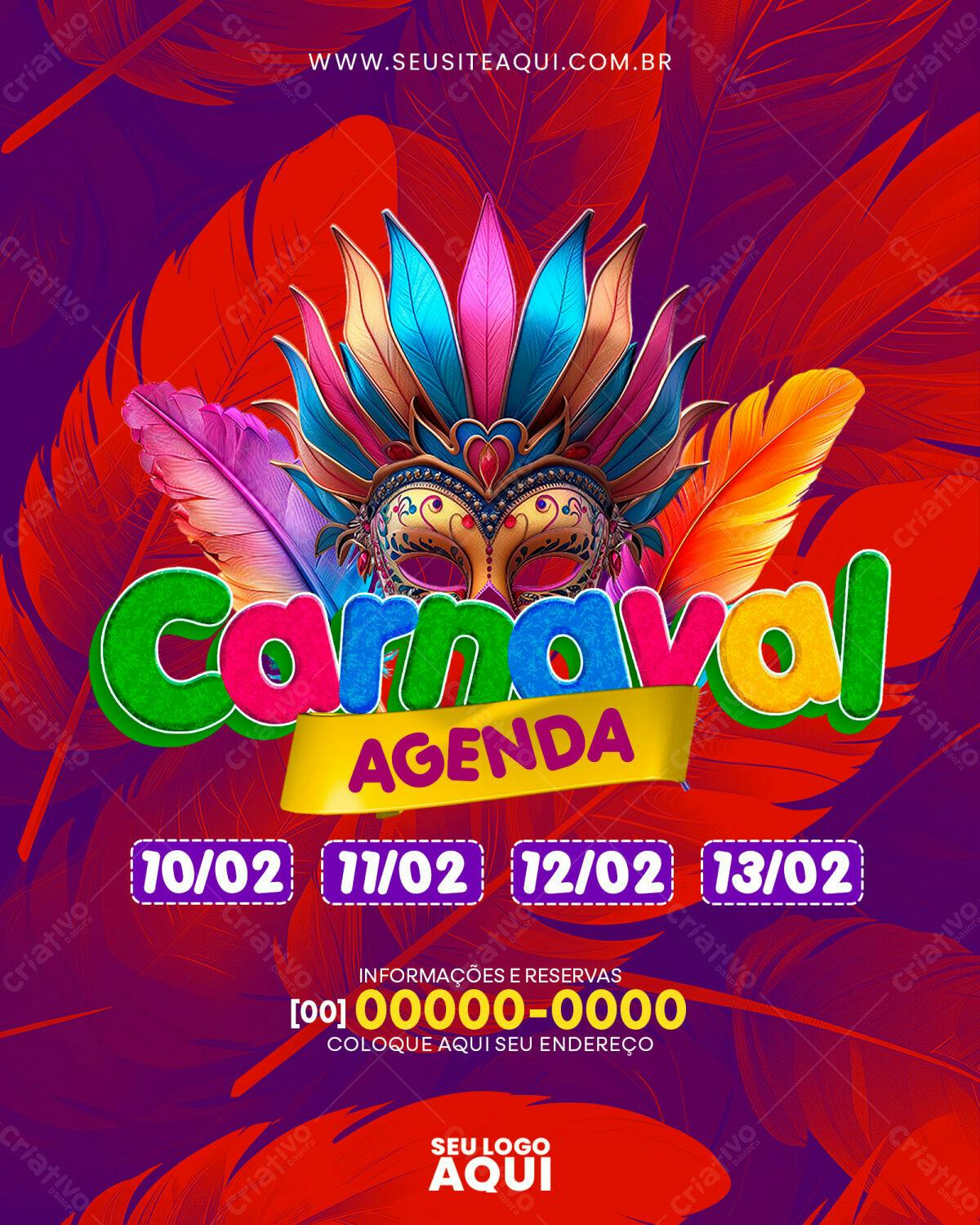 Flyer Carnaval Agenda PSD Editável
