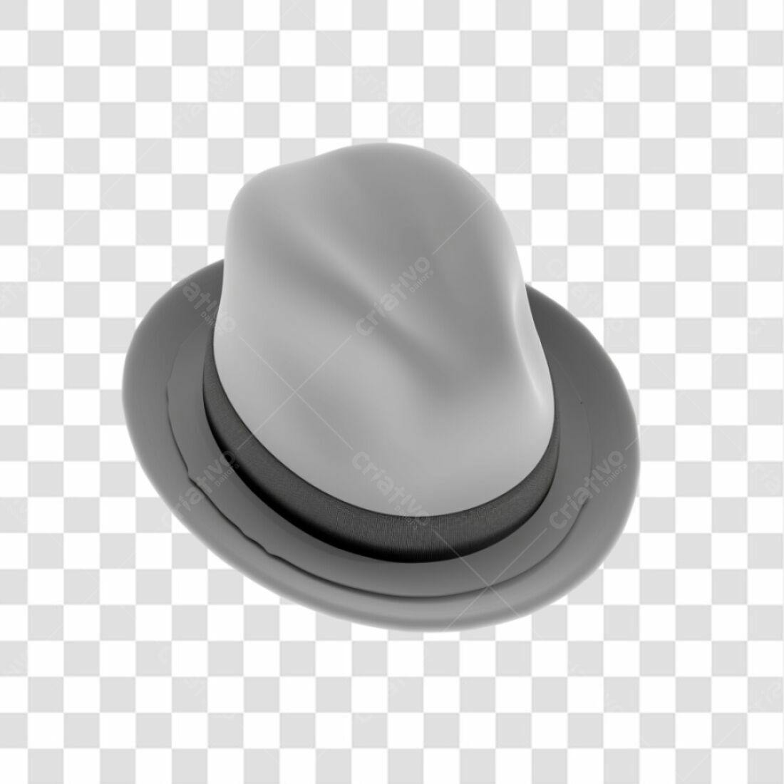 Icone Fedora Cinza PNG com fundo transparente