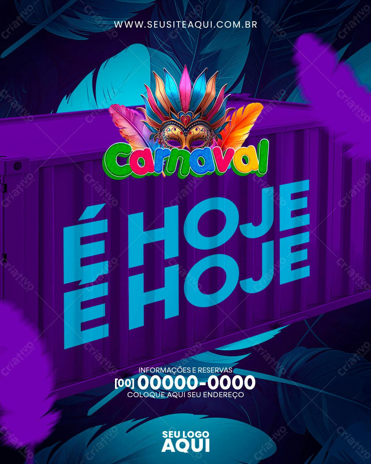 Flyer Carnaval É Hoje PSD Editável