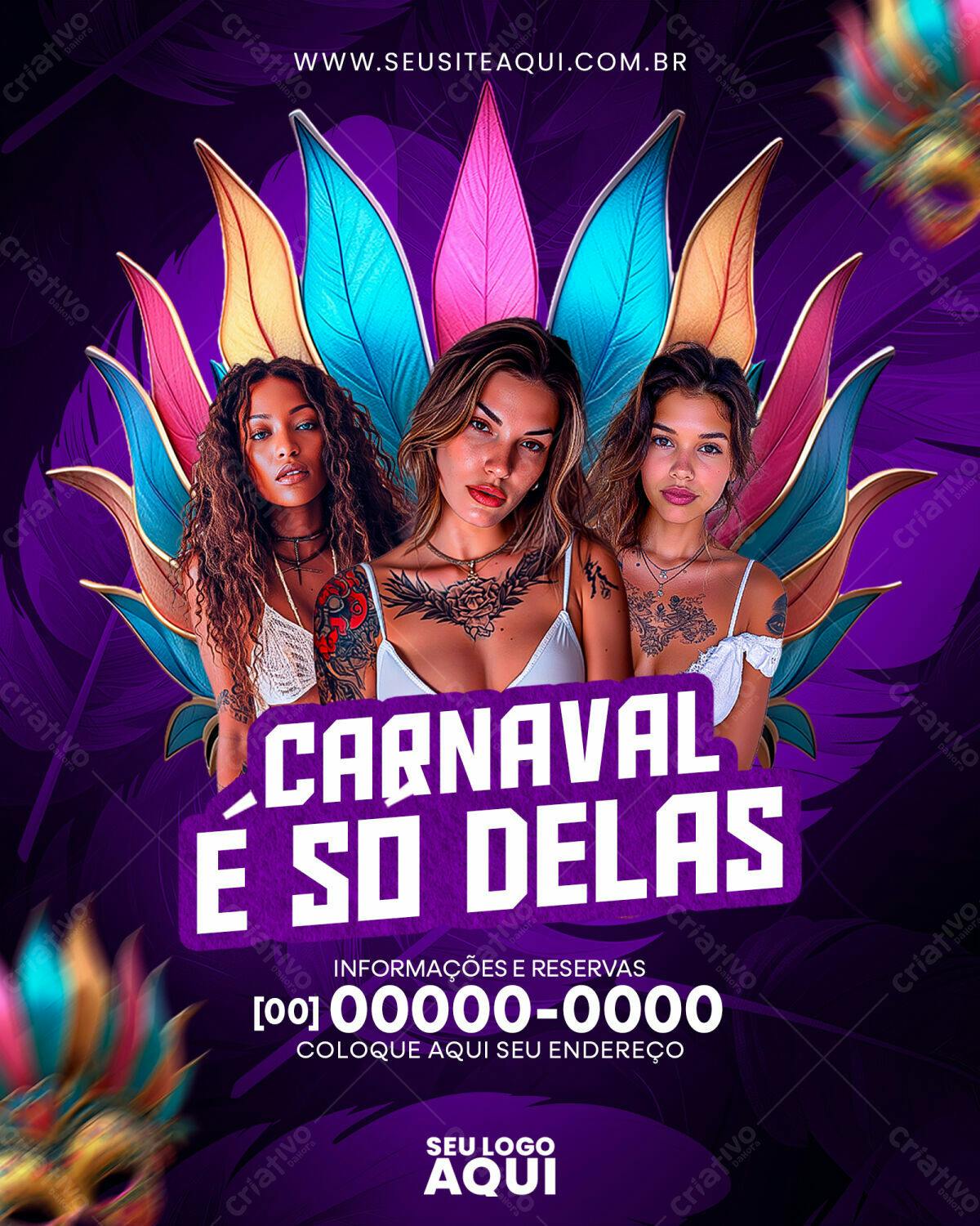 Flyer Carnaval Feminino PSD Editável