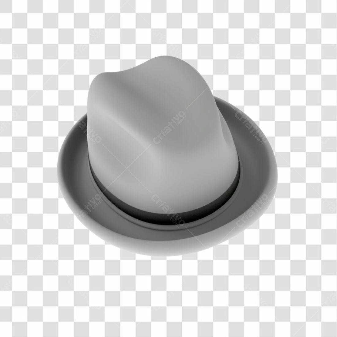 Icone Fedora Cinza PNG com fundo transparente