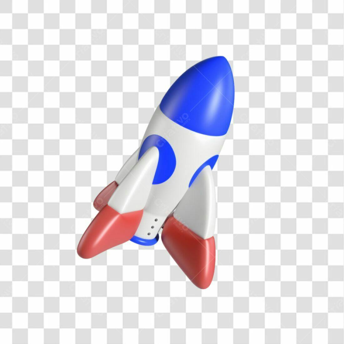 Icone Foguete Azul Branco Vermelho PNG com fundo transparente