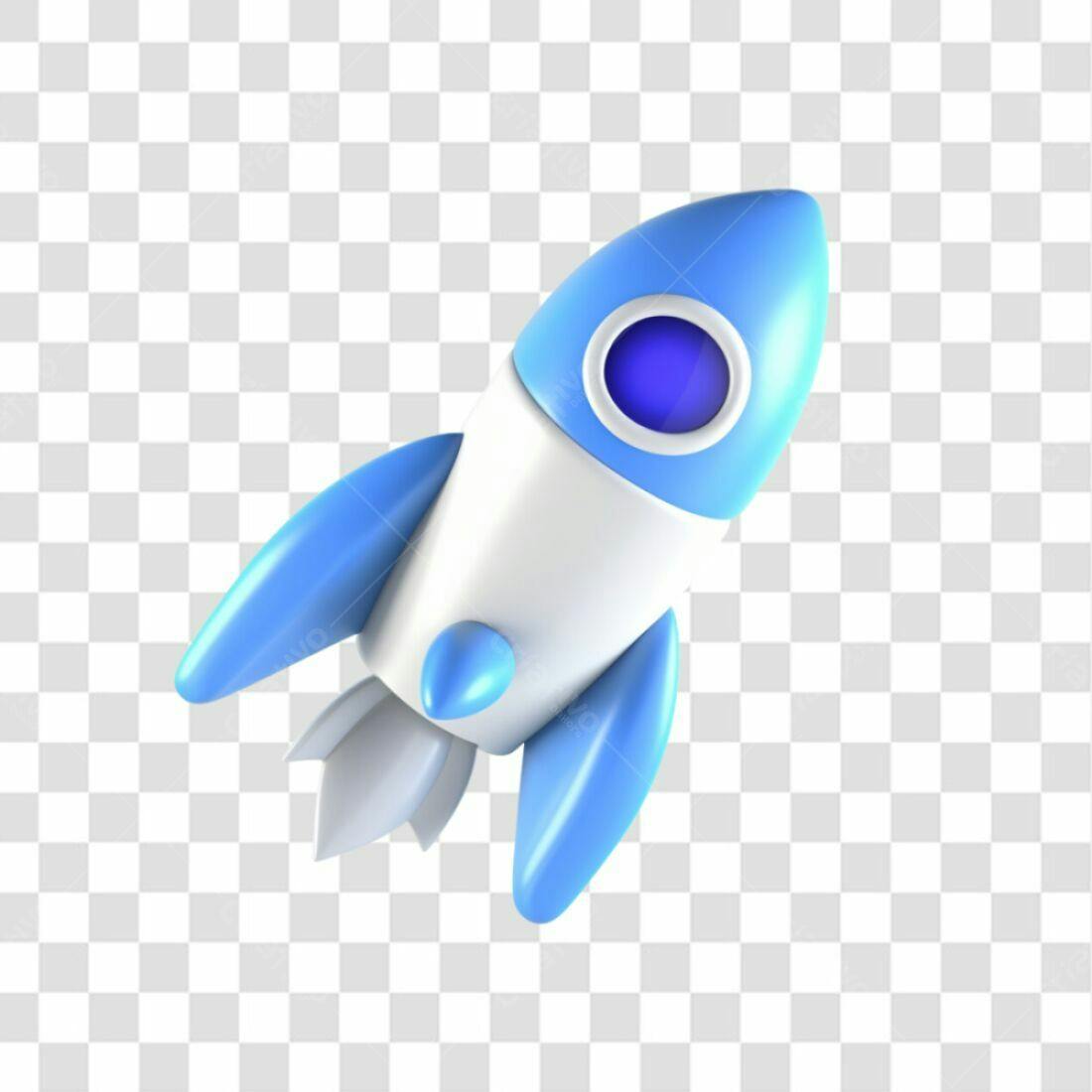 Ícone foguete azul e branco PNG com fundo transparente