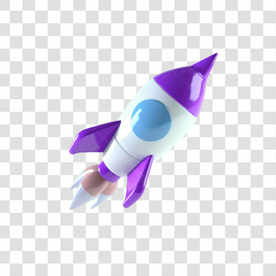 Ícone foguete roxo e branco PNG com fundo transparente