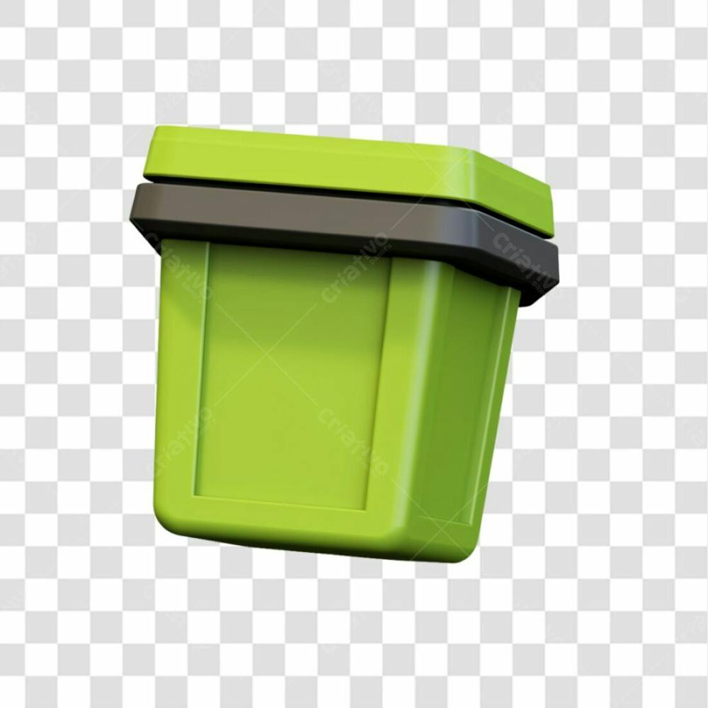 Baixe De Graça Lixeira Verde Eco 3D Png Transparente