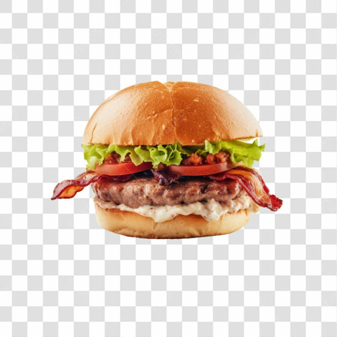 Imagem PNG de hambúrguer com bacon fundo transparente