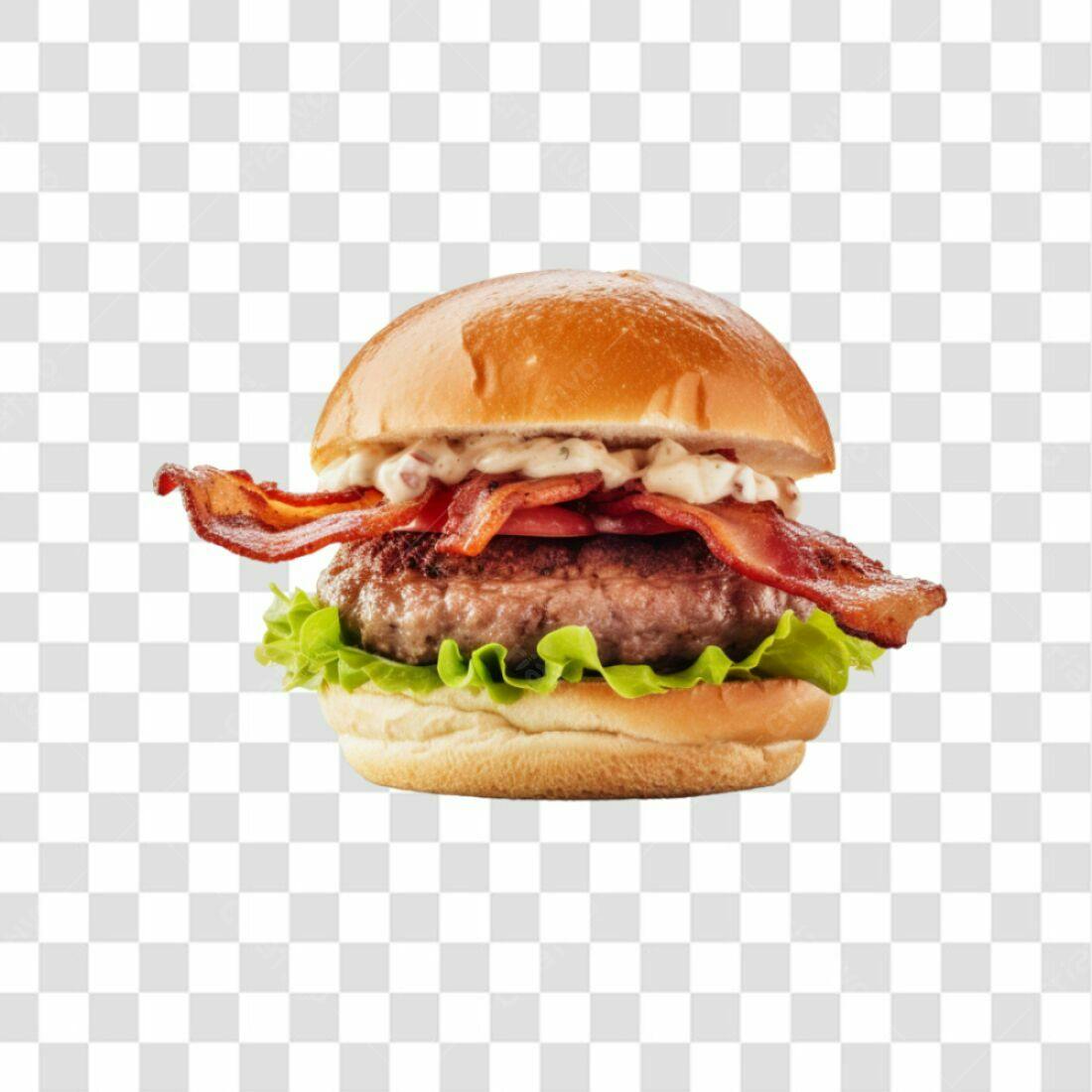 Imagem PNG de Hambúrguer com Bacon fundo transparente