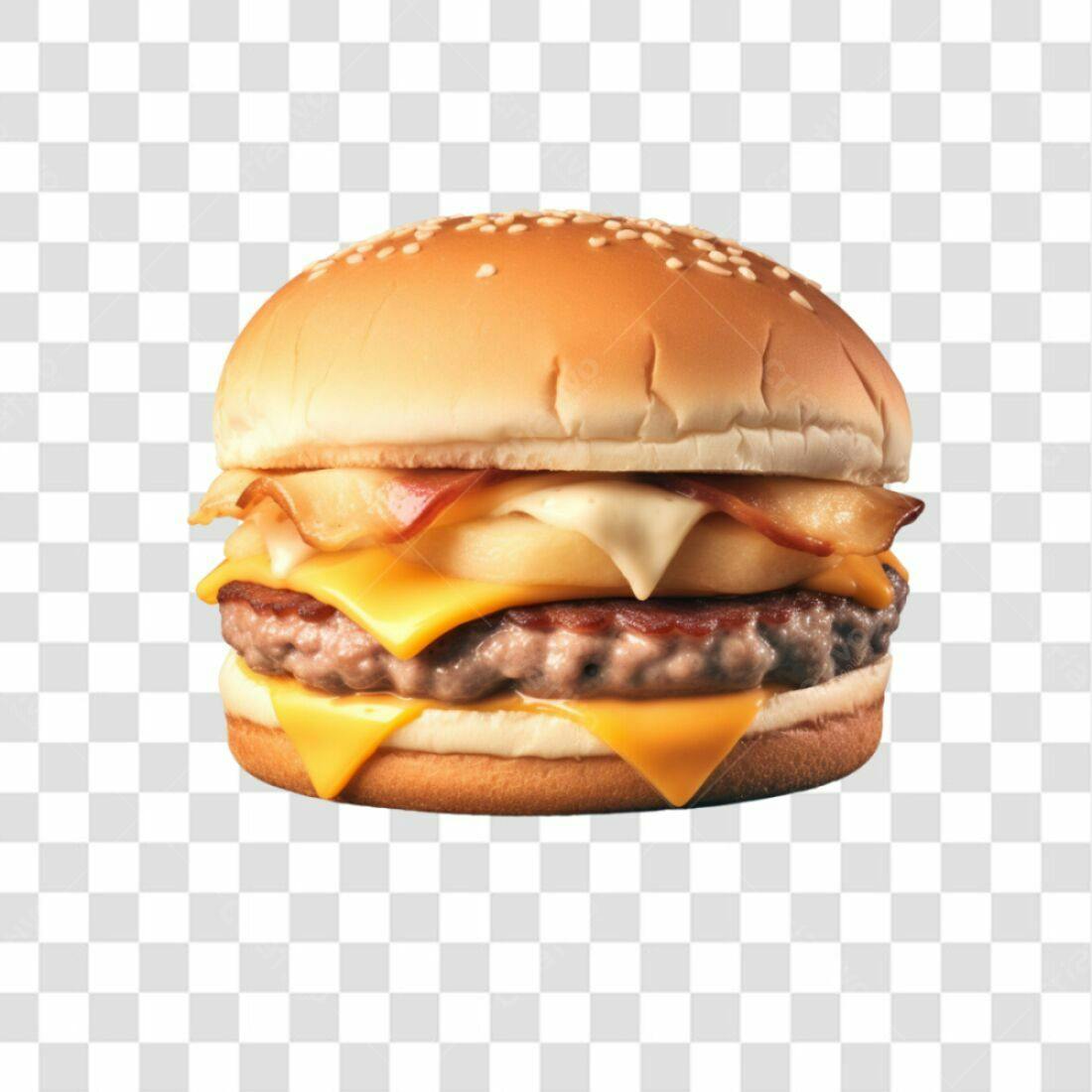 Imagem PNG de Hambúrguer Duplo com Queijo e Bacon com fundo transparente