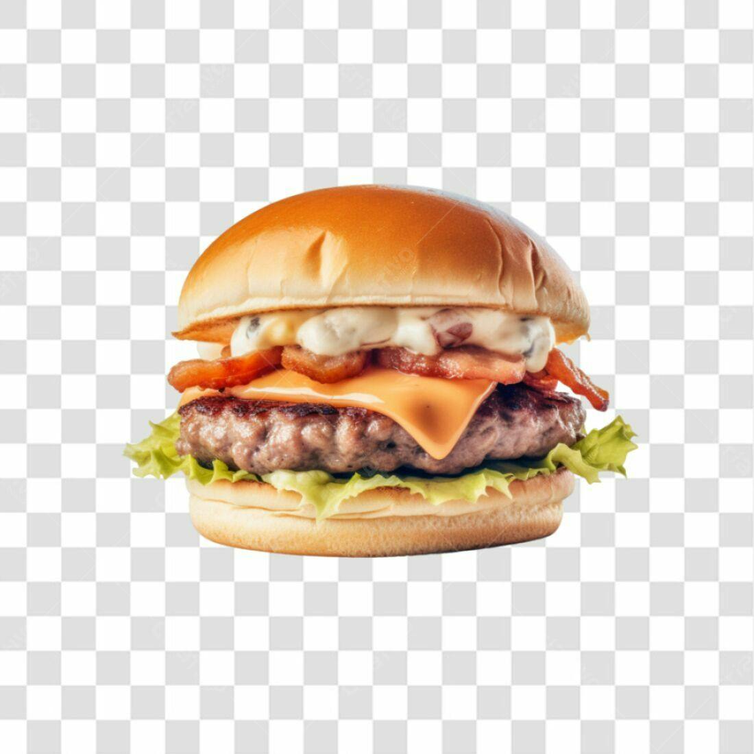Imagem PNG de Hambúrguer com Bacon e Queijo com fundo transparente