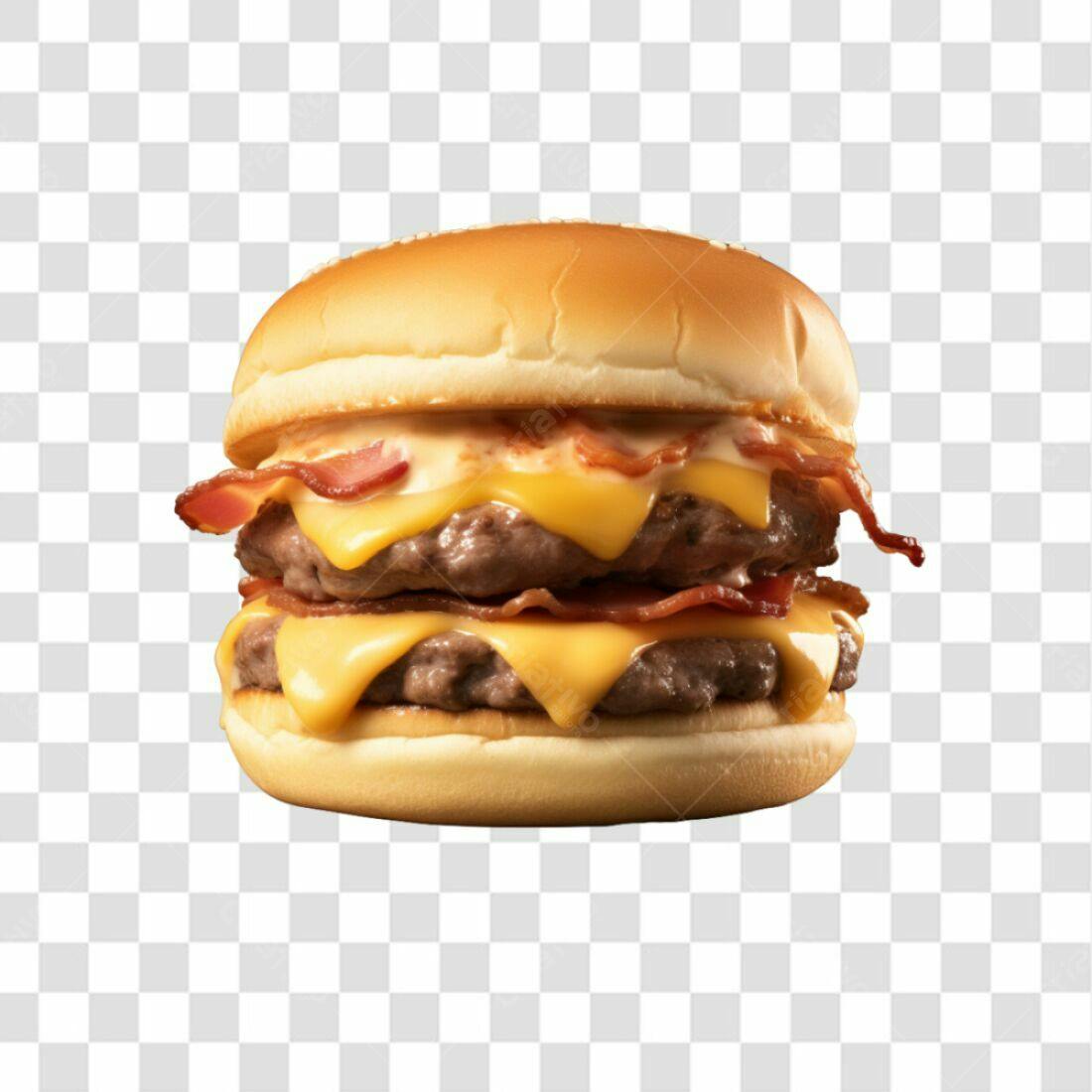 Imagem PNG de Hambúrguer Duplo com Bacon e Queijo com fundo transparente