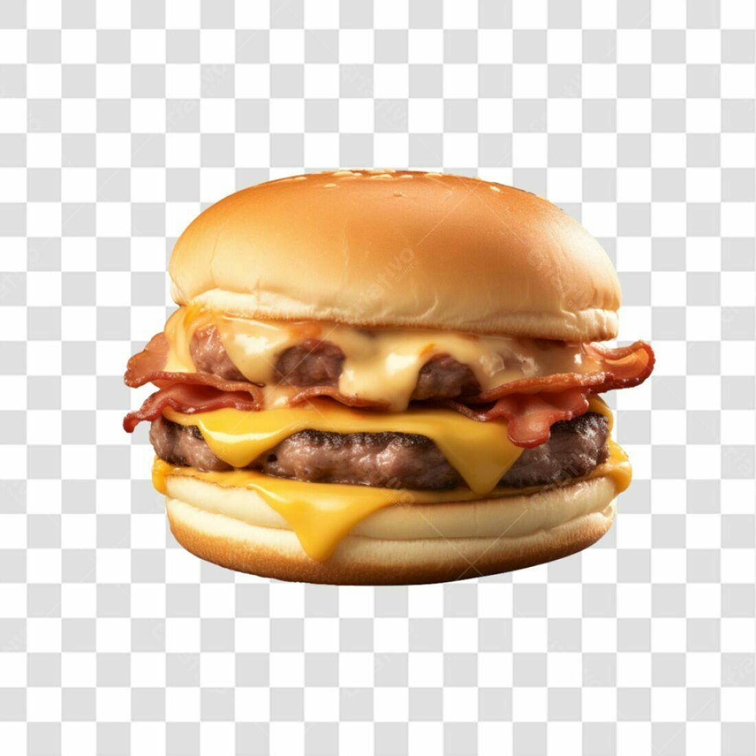 Imagem PNG Hambúrguer Duplo com Bacon e Queijo com fundo transparente