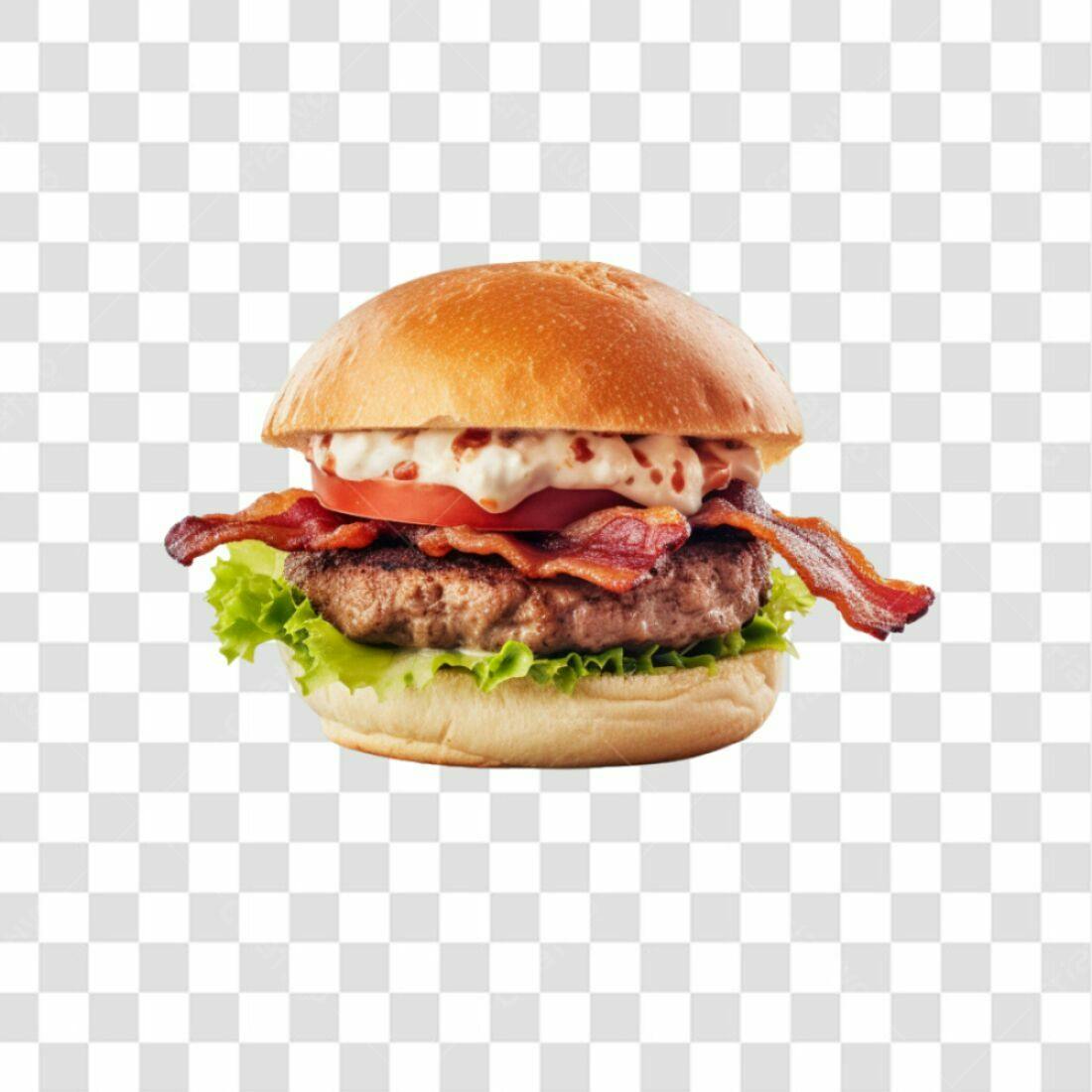 Imagem PNG de Hambúrguer com Bacon fundo transparente