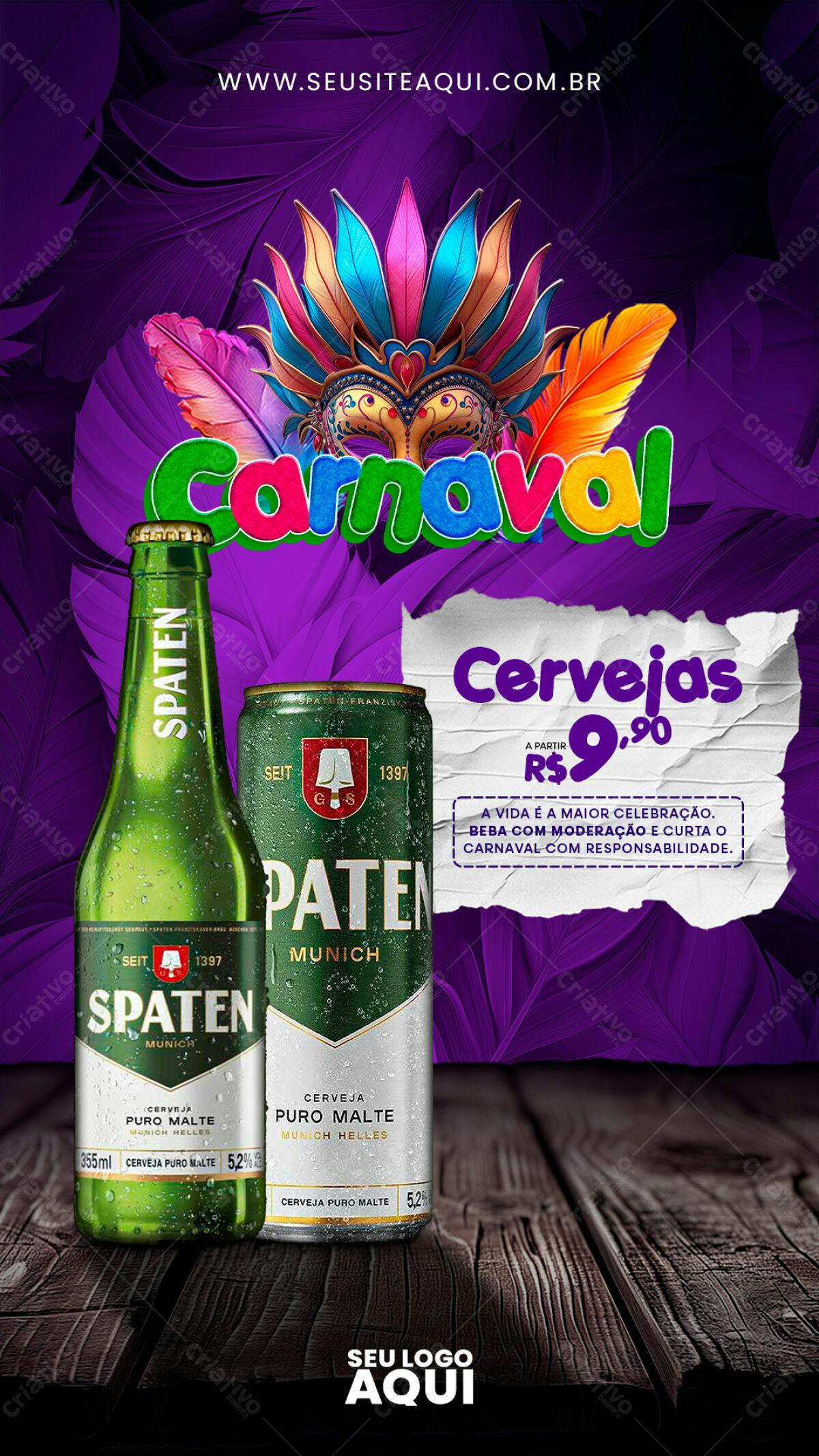 Flyer Carnaval Cerveja PSD Editável