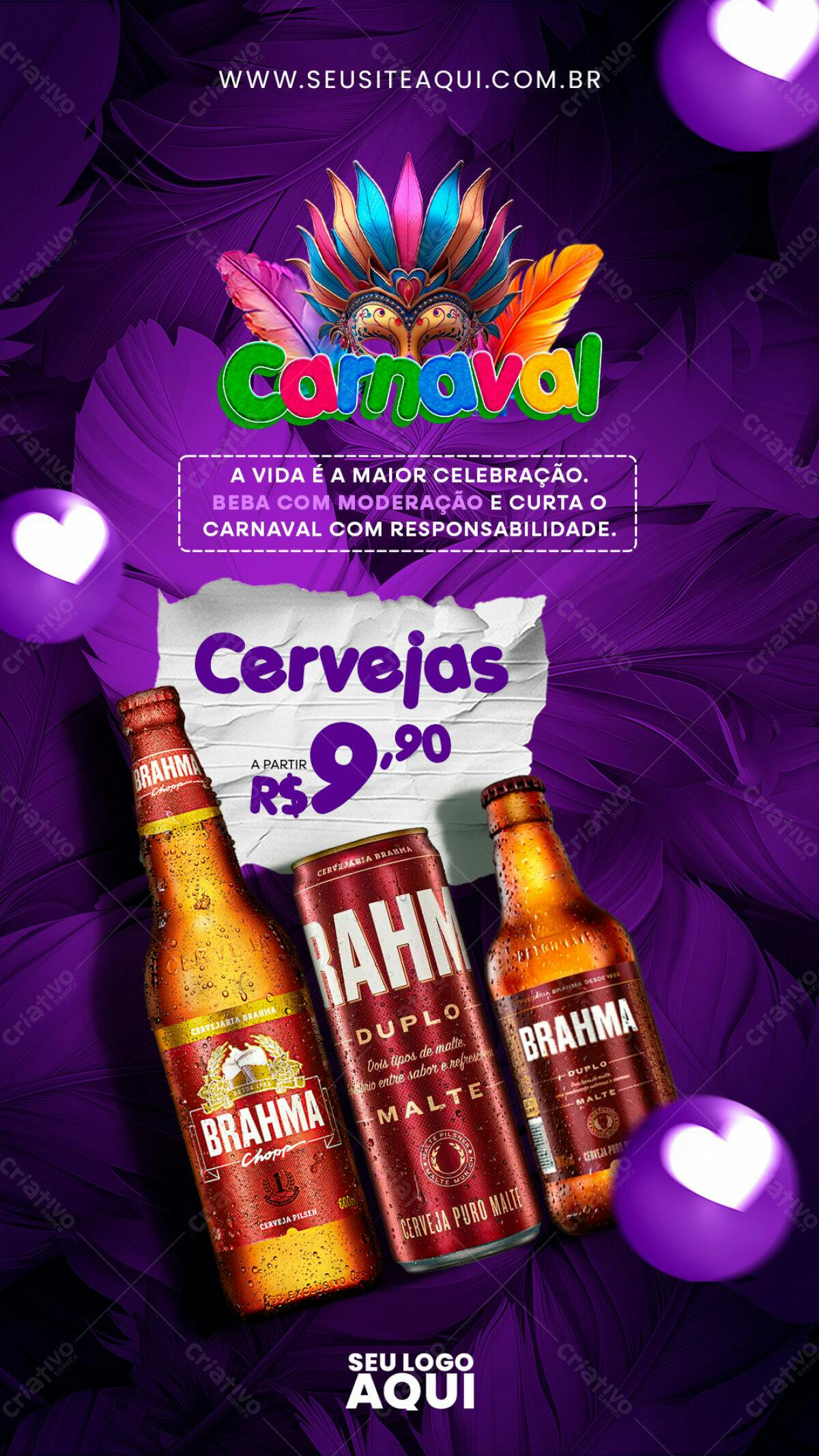 Flyer Carnaval com Cervejas Brahma PSD Editável