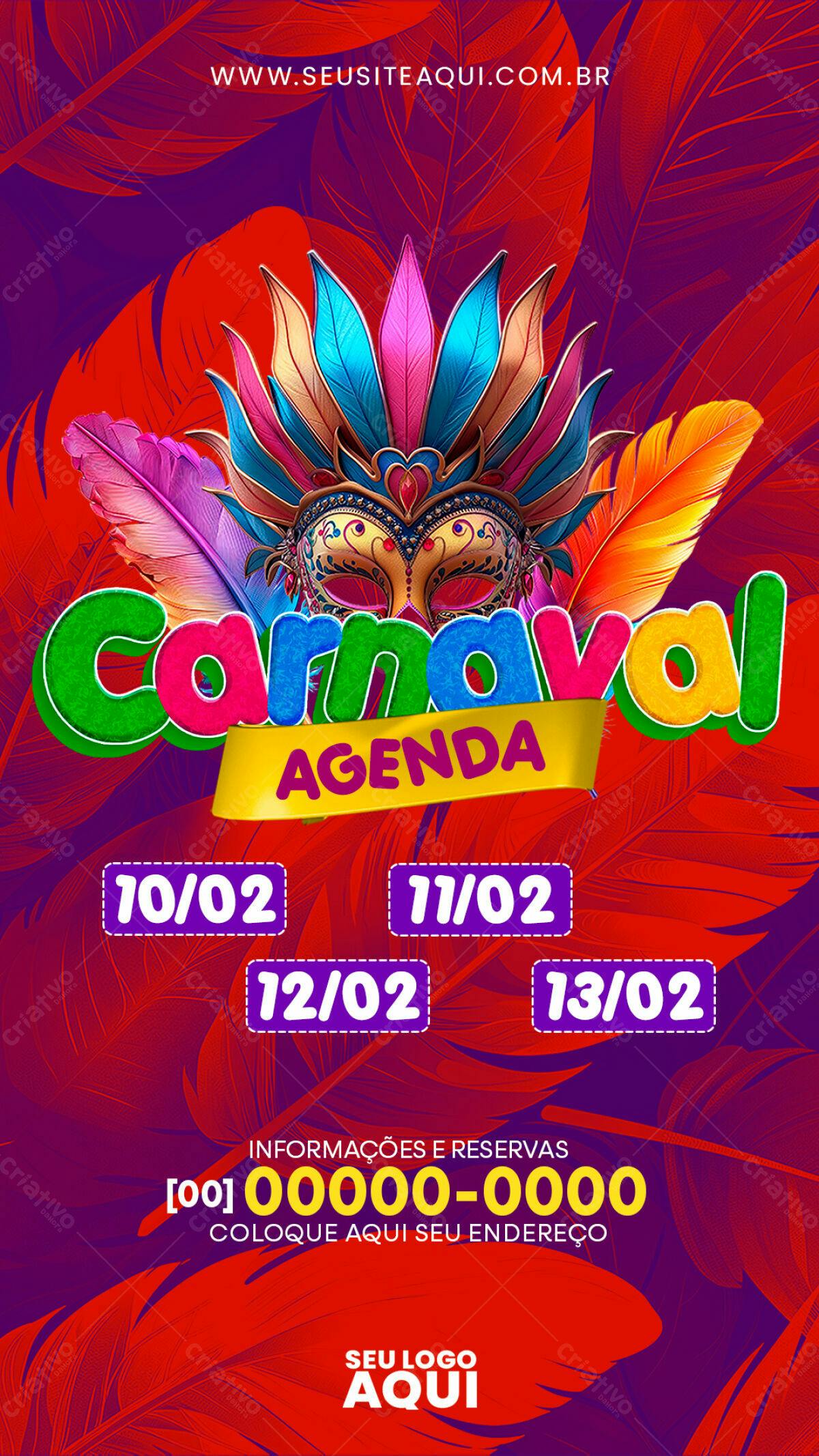 Flyer Carnaval Agenda PSD Editável