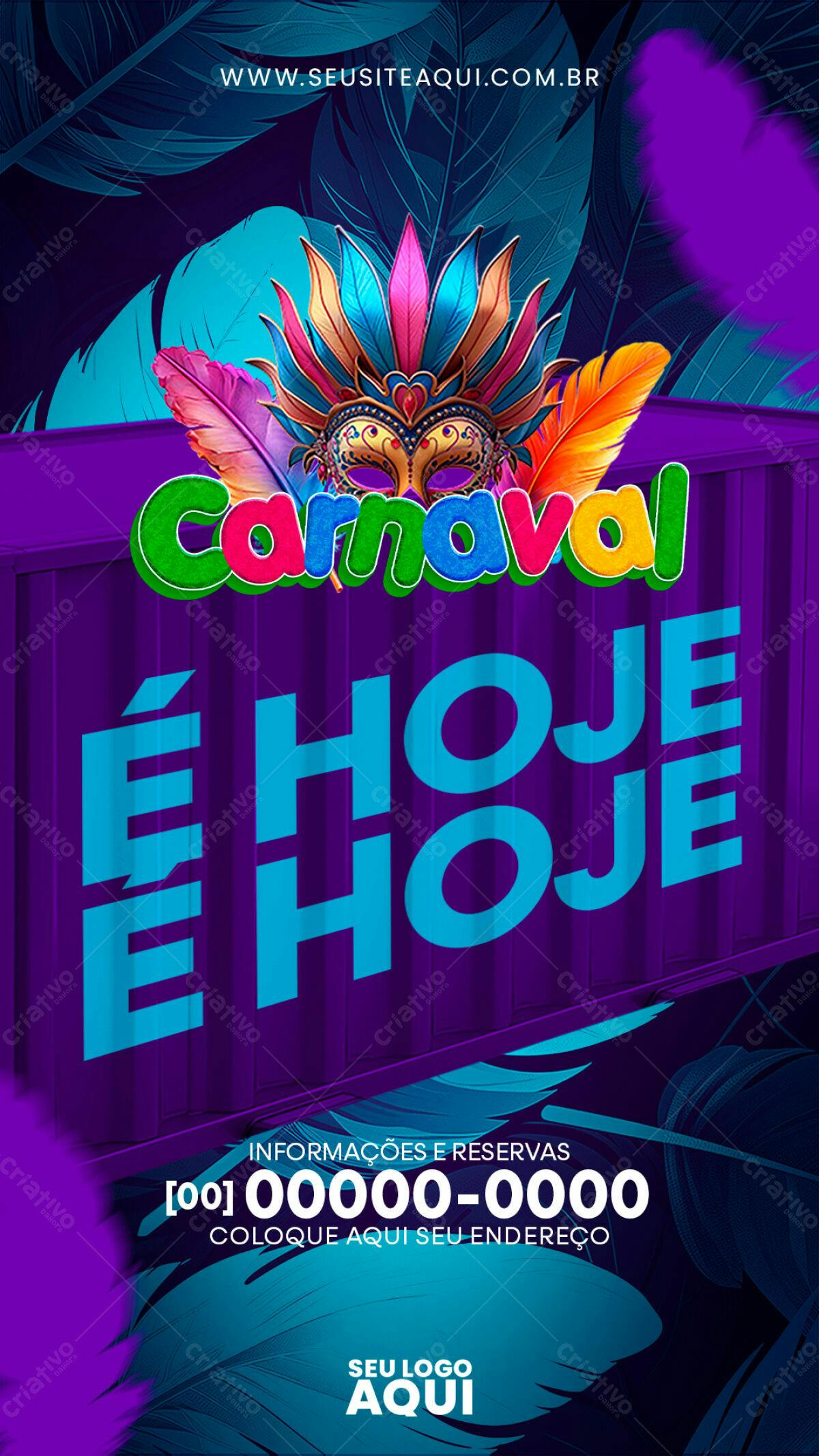 Flyer Carnaval É Hoje PSD Editável