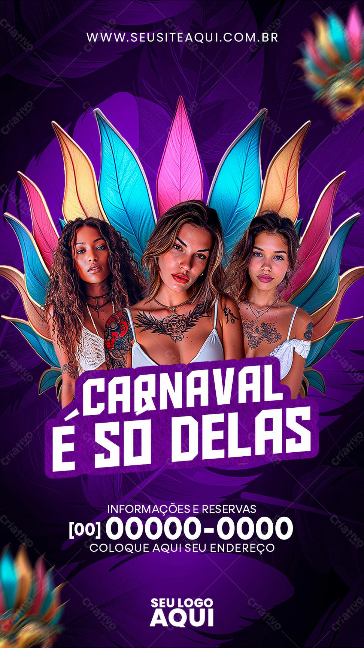Flyer Carnaval Feminino PSD Editável