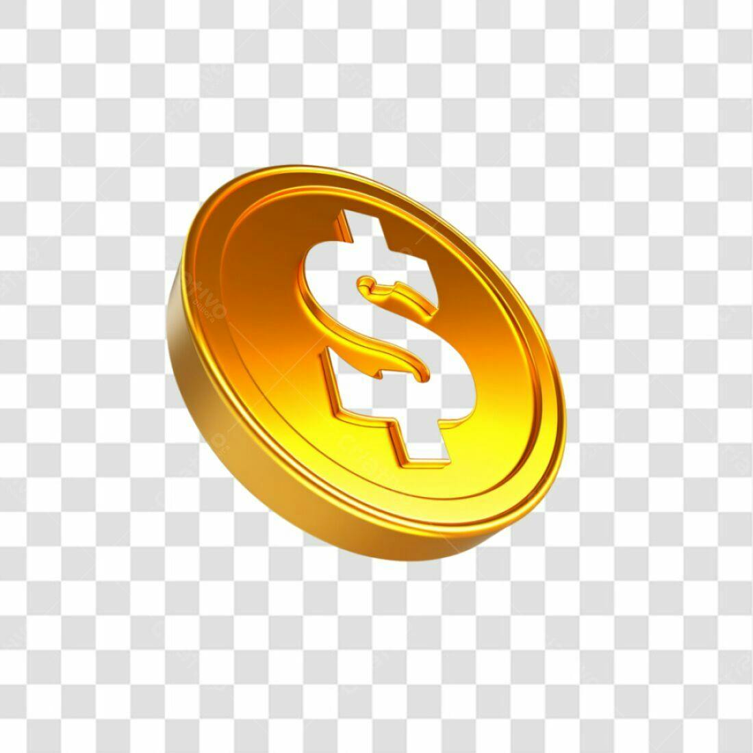 Icone Moeda Dolar Ouro PNG com fundo transparente
