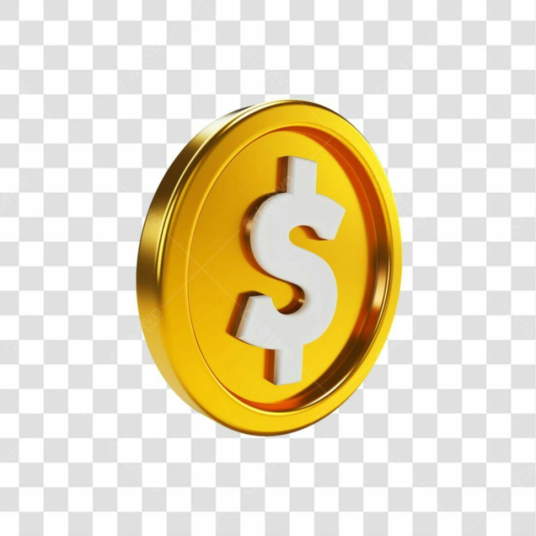 Ícone moeda dólar ouro PNG com fundo transparente