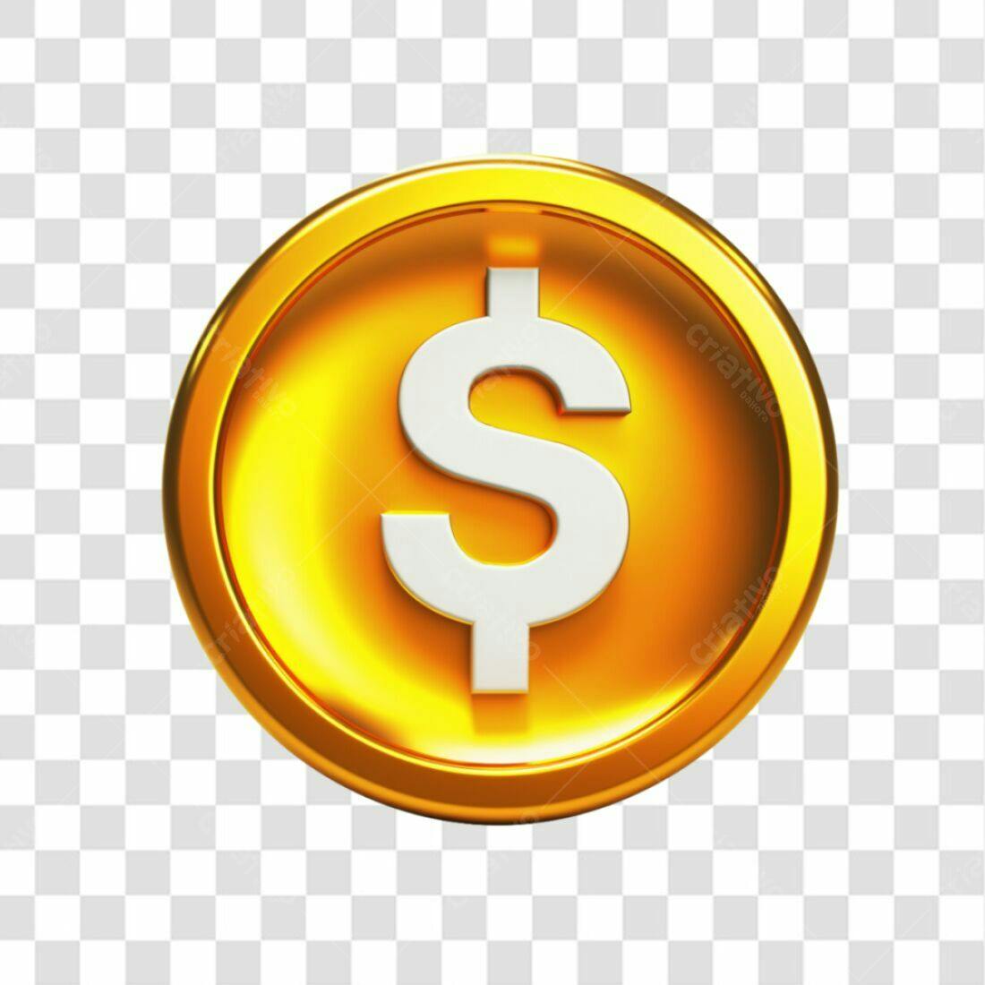 Ícone Dólar Ouro PNG com fundo transparente