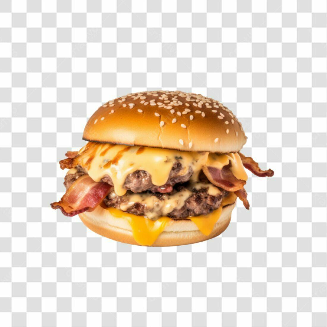 Icone Hambúrguer Duplo Bacon e Queijo PNG com fundo transparente