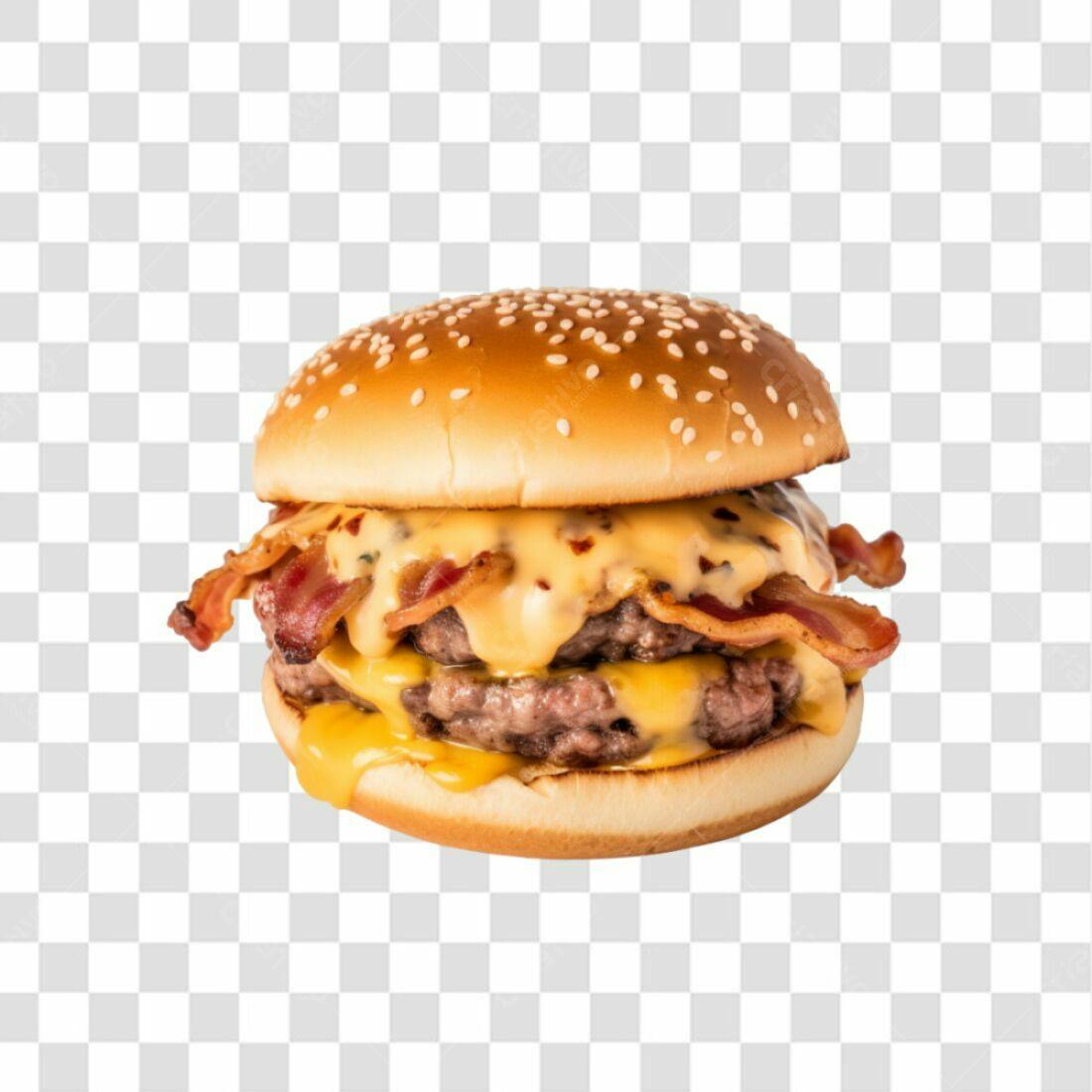 Imagem PNG de Hambúrguer Duplo com Bacon e Queijo com fundo transparente