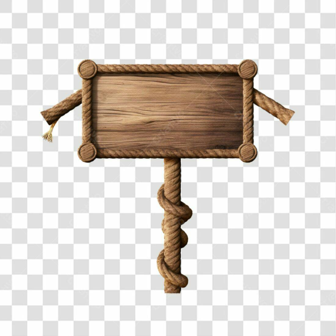 Placa de Madeira com Corda PNG com fundo transparente