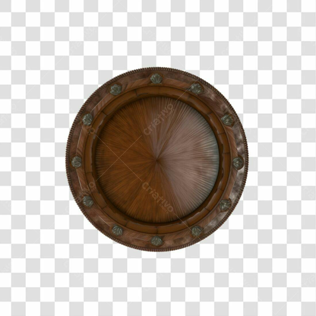 Moldura circular em madeira PNG com fundo transparente
