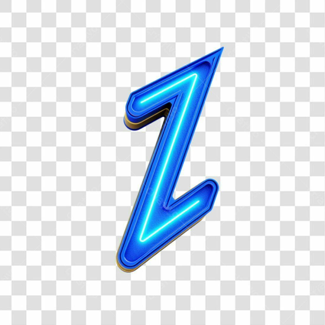 Icone letra Z Neon Azul PNG com fundo transparente