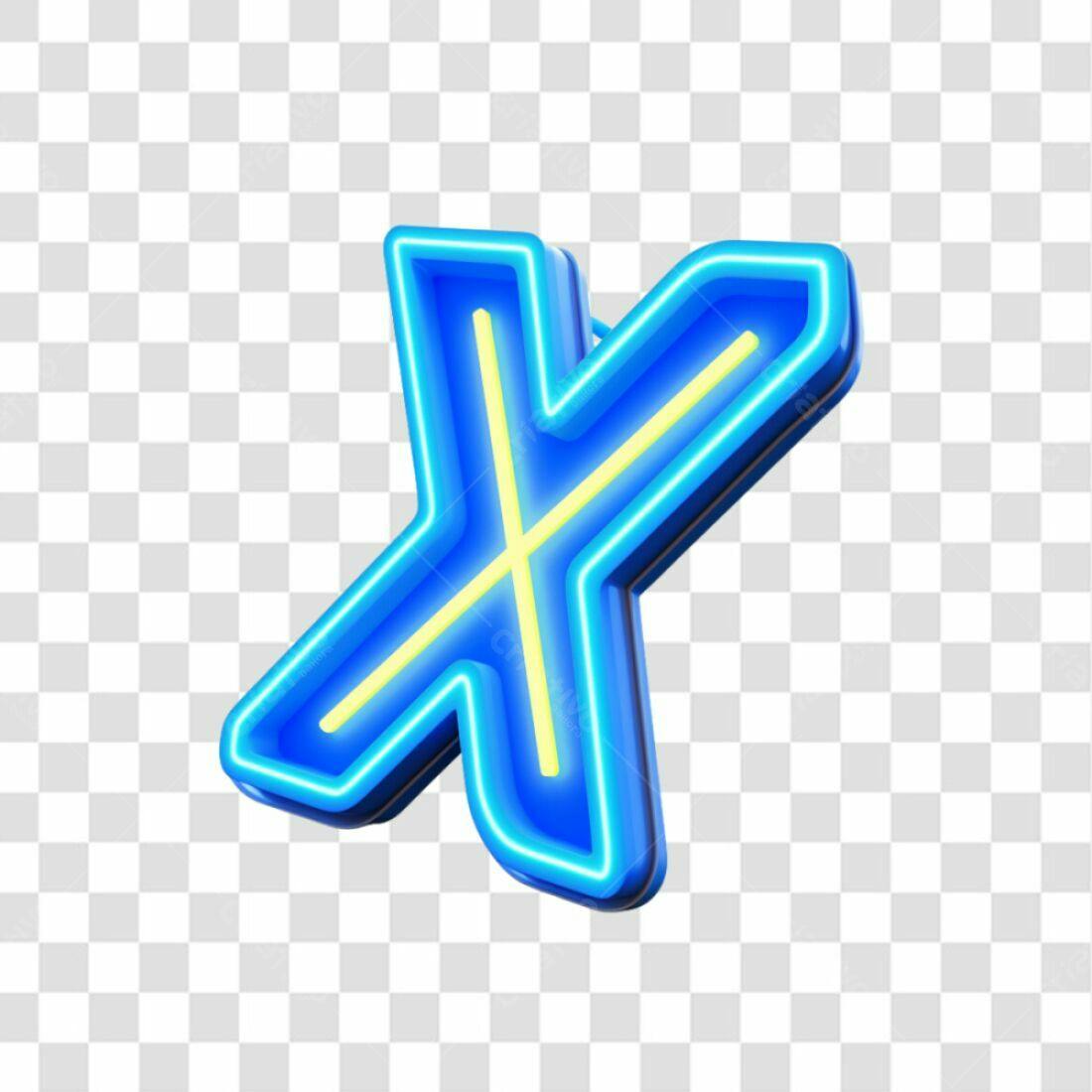 Icone Neon Letra X PNG com fundo transparente