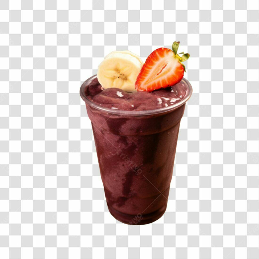Imagem Açaí com Banana e Morango PNG com fundo transparente
