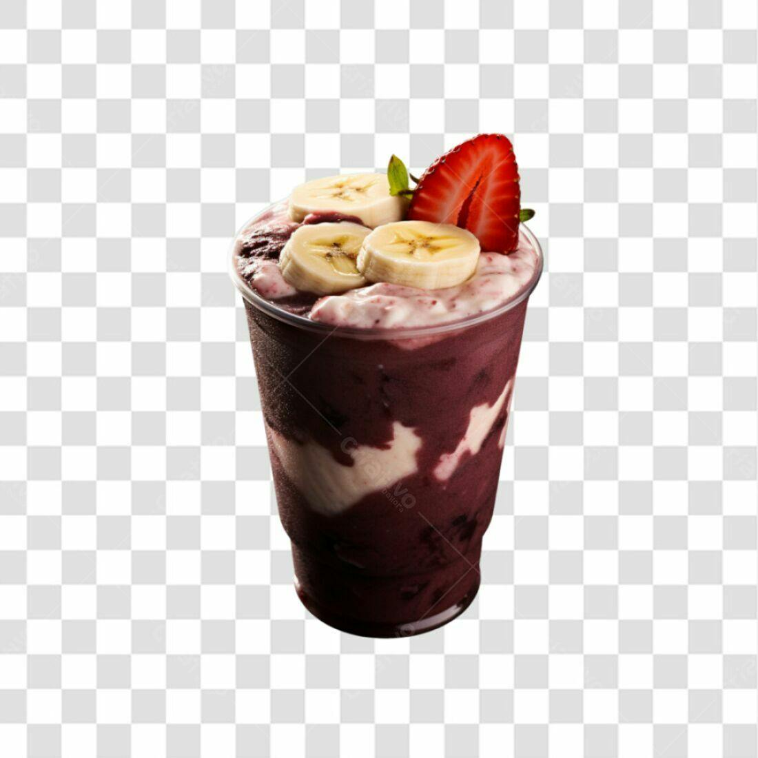 Imagem Açaí com Banana e Morango PNG com fundo transparente