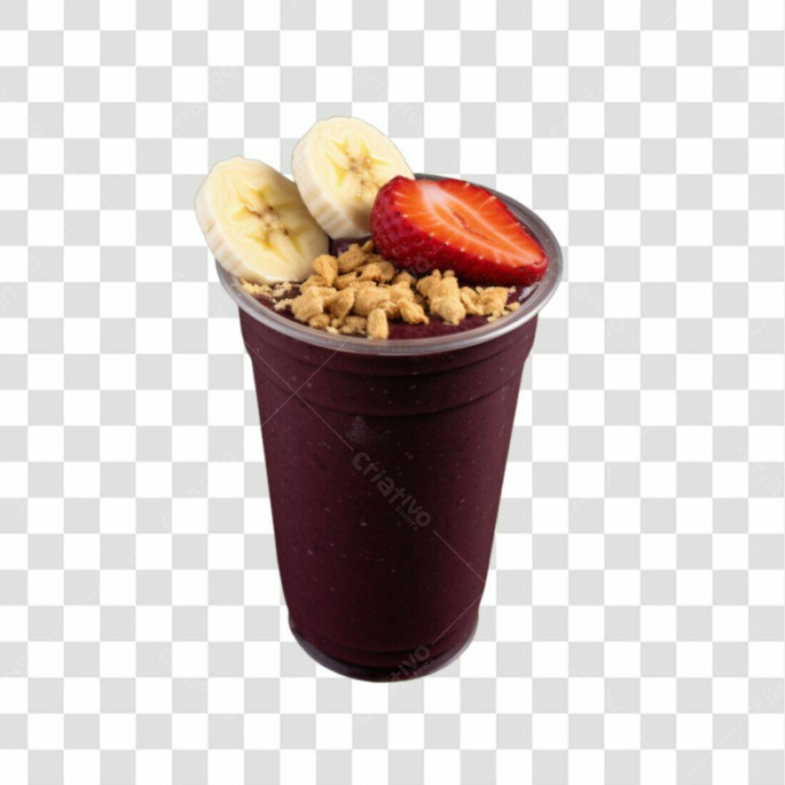 Imagem Açaí com Banana e Morango PNG com fundo transparente