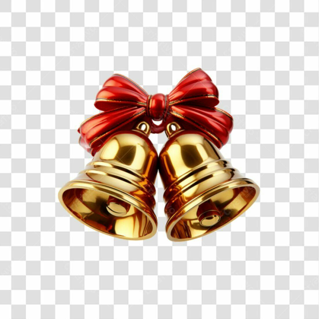 Icone Natal Sino Dourado com Laço Vermelho PNG com fundo transparente