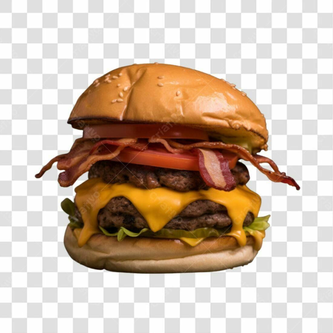 Imagem PNG de Hambúrguer Duplo com Bacon e Queijo com fundo transparente