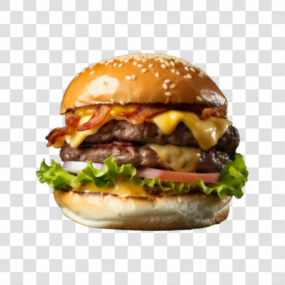 Icone Hambúrguer Duplo Queijo Bacon PNG com fundo transparente