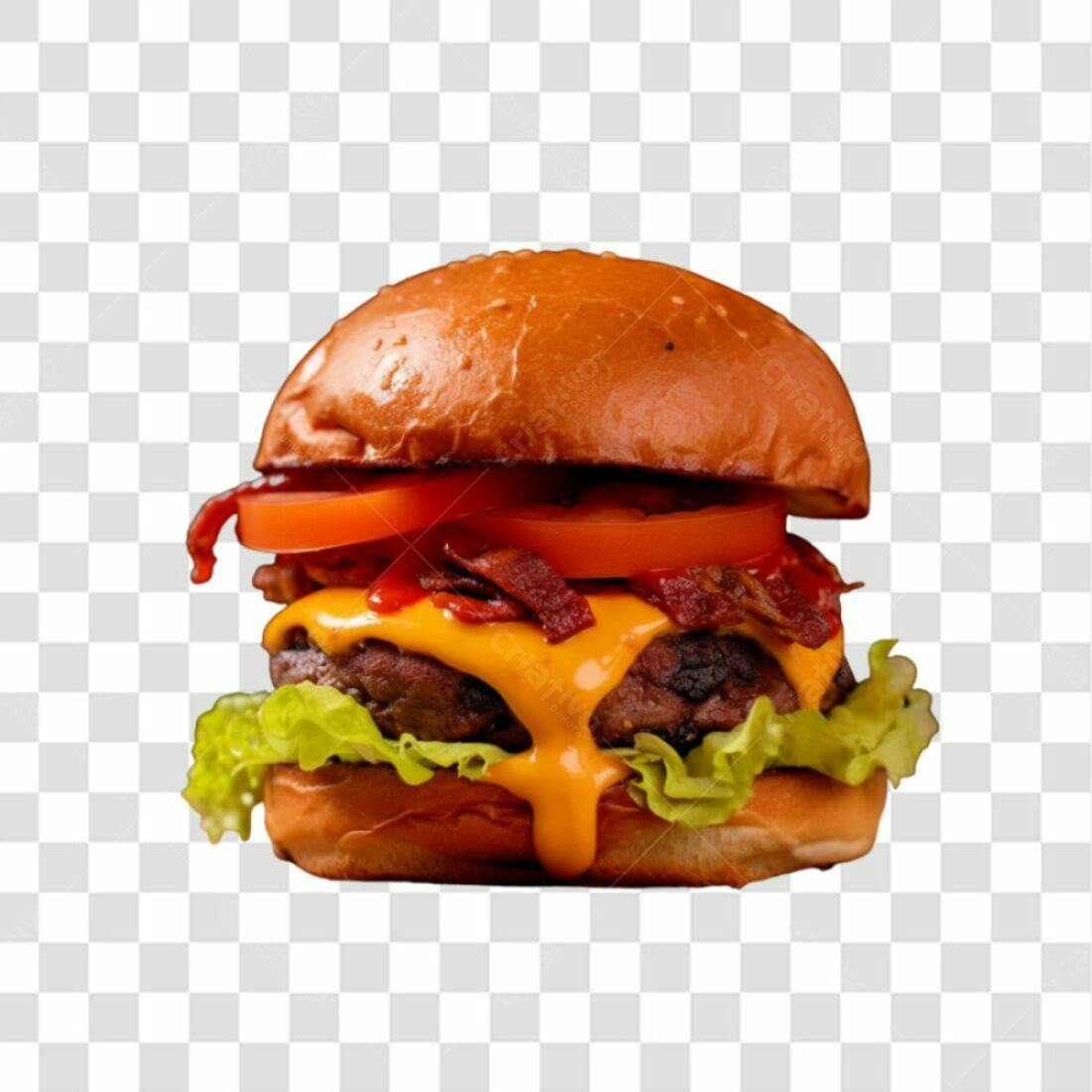 Imagem PNG de Hambúrguer com Bacon e Queijo com fundo transparente