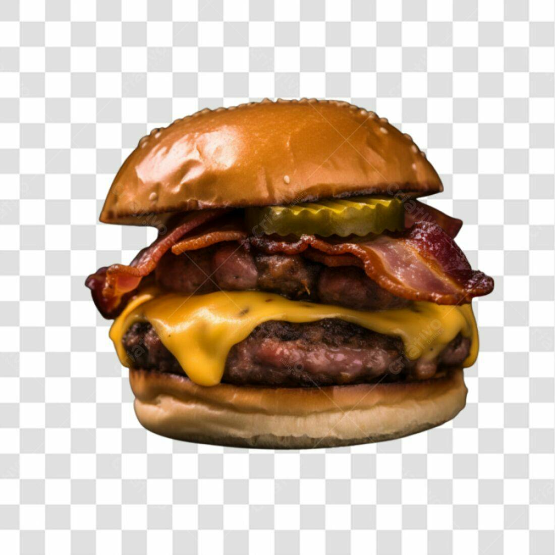 Imagem PNG de Hambúrguer com Bacon e Queijo com fundo transparente