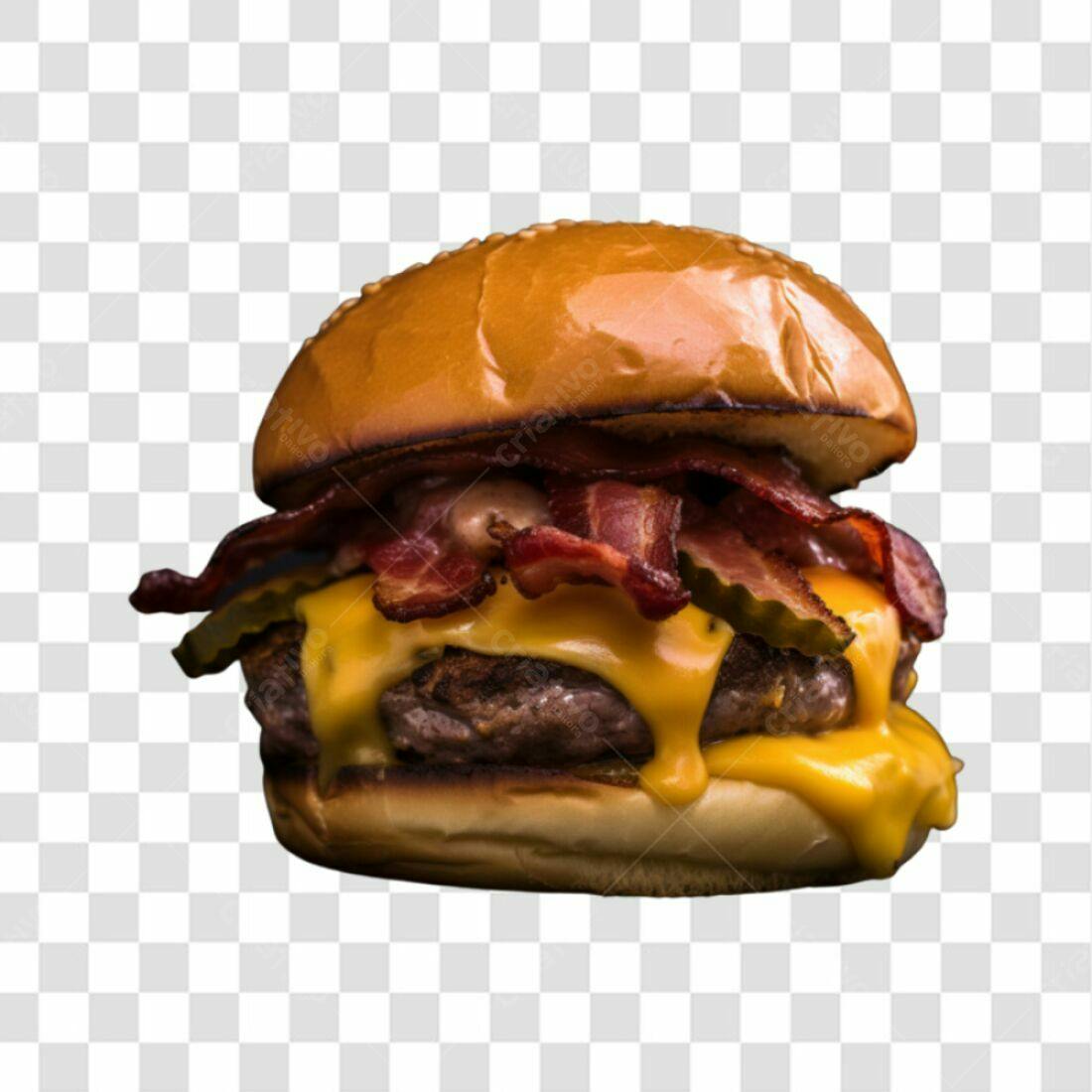 Imagem Hamburguer Bacon Queijo PNG com fundo transparente