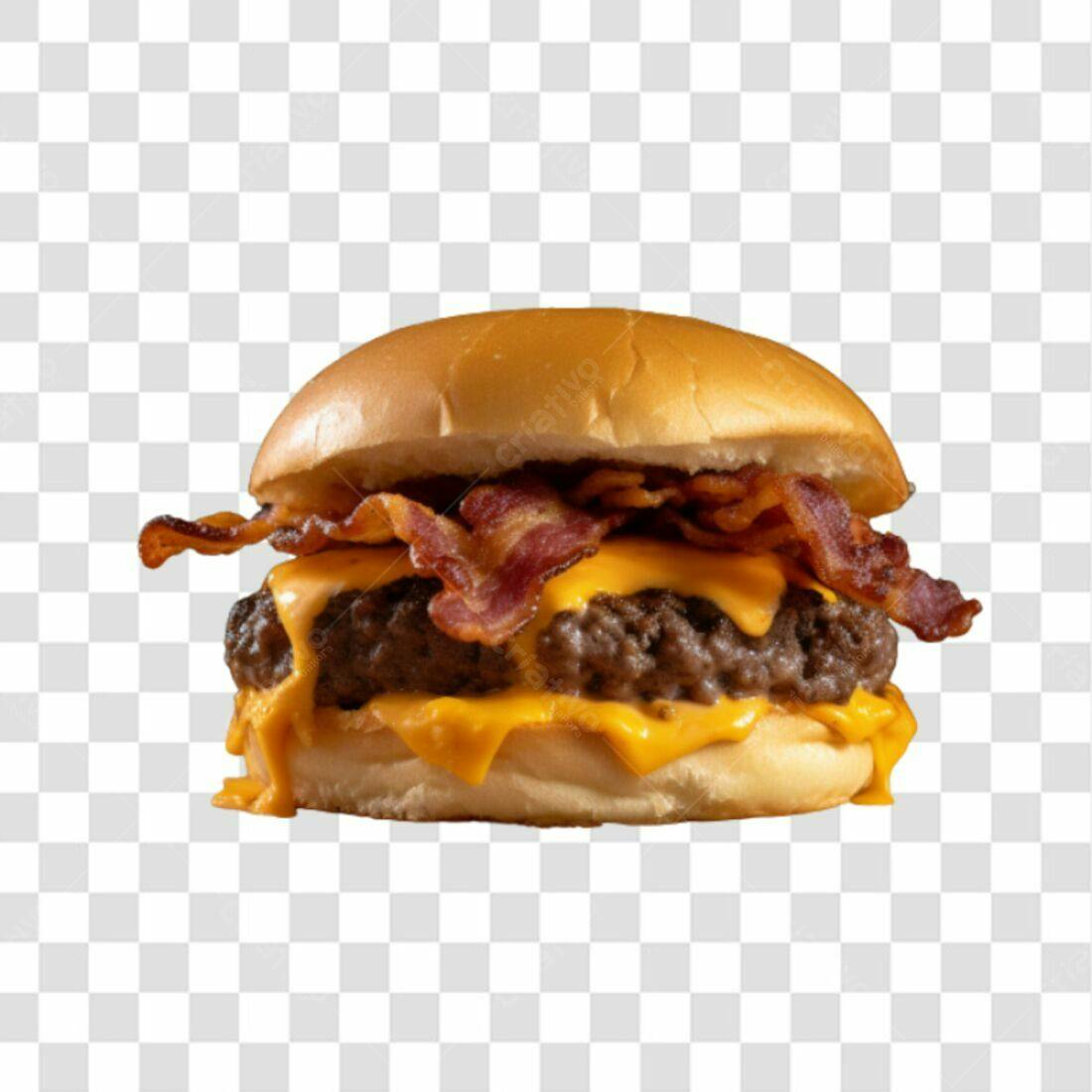 Imagem PNG de Hambúrguer com Bacon e Queijo com fundo transparente