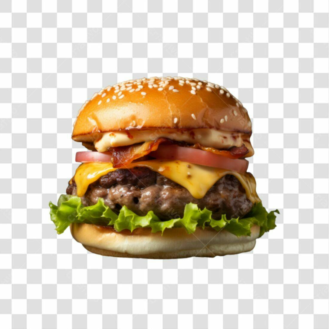 Imagem PNG de hambúrguer suculento com fundo transparente