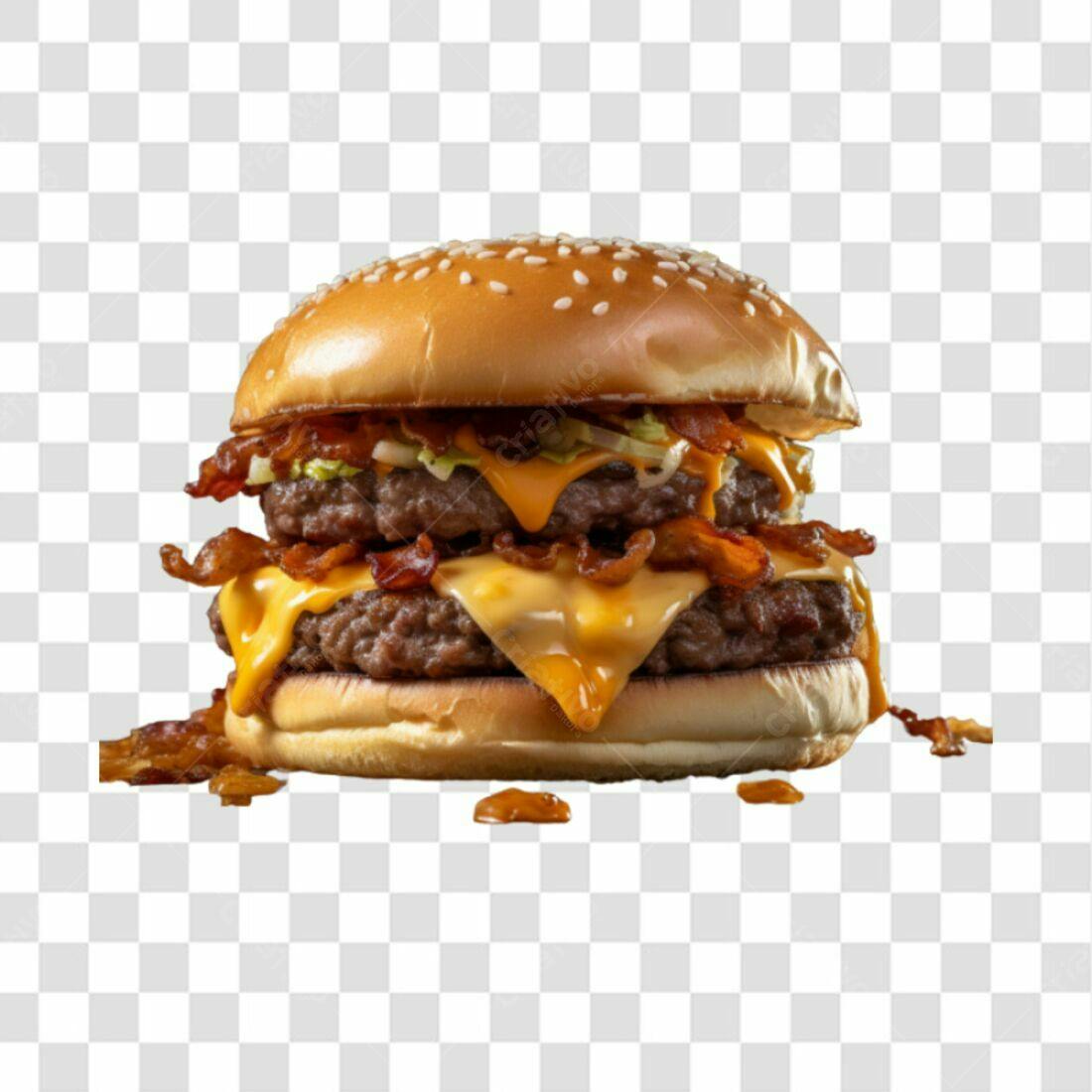 Icone Hambúrguer Duplo Bacon Queijo PNG com fundo transparente