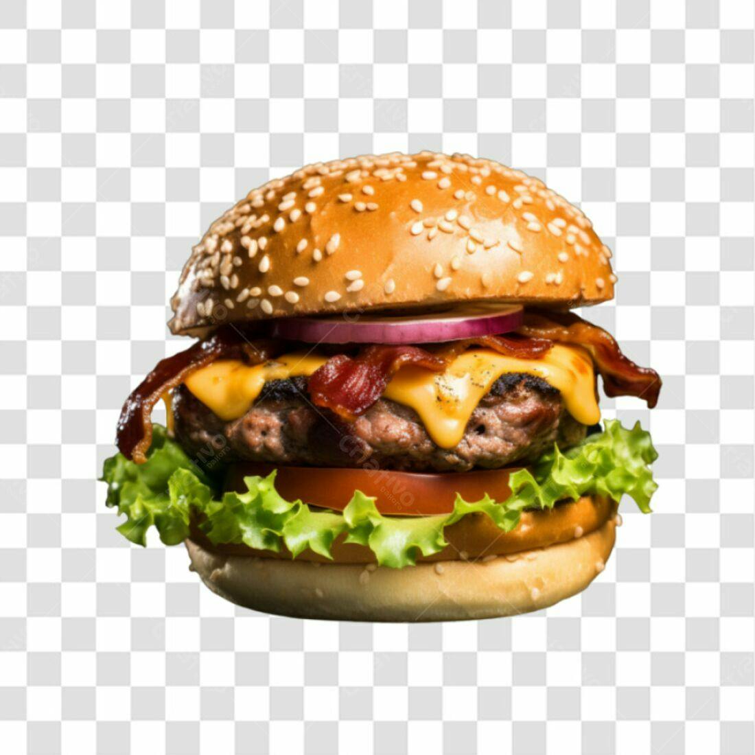 Imagem PNG de Hambúrguer com Bacon e Queijo com fundo transparente