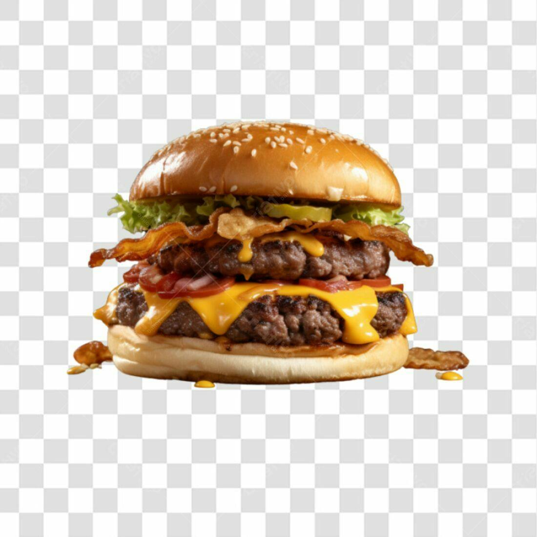 Imagem PNG de Hambúrguer Duplo com Bacon fundo transparente