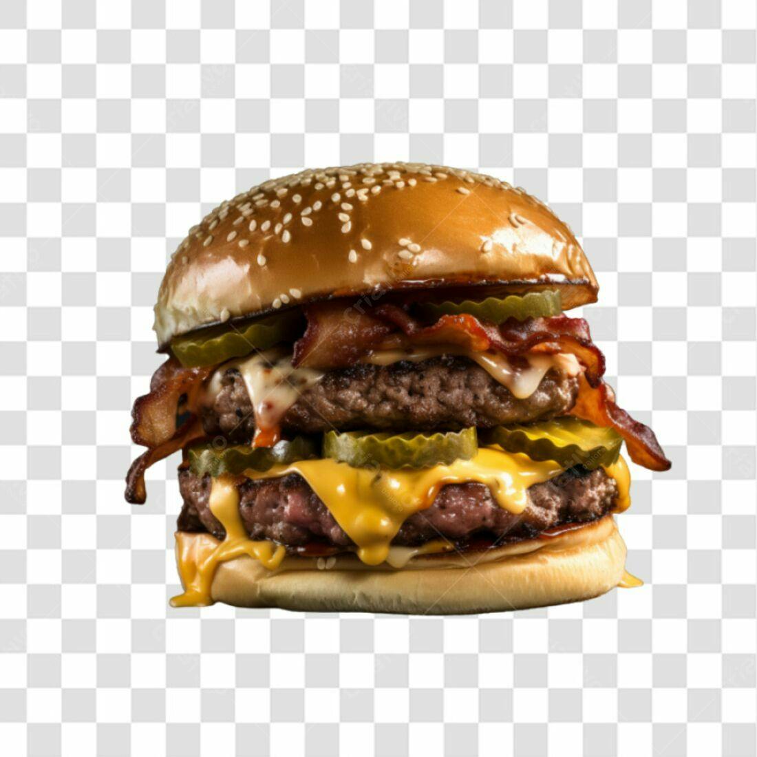 Imagem Hambúrguer Duplo Bacon PNG com fundo transparente