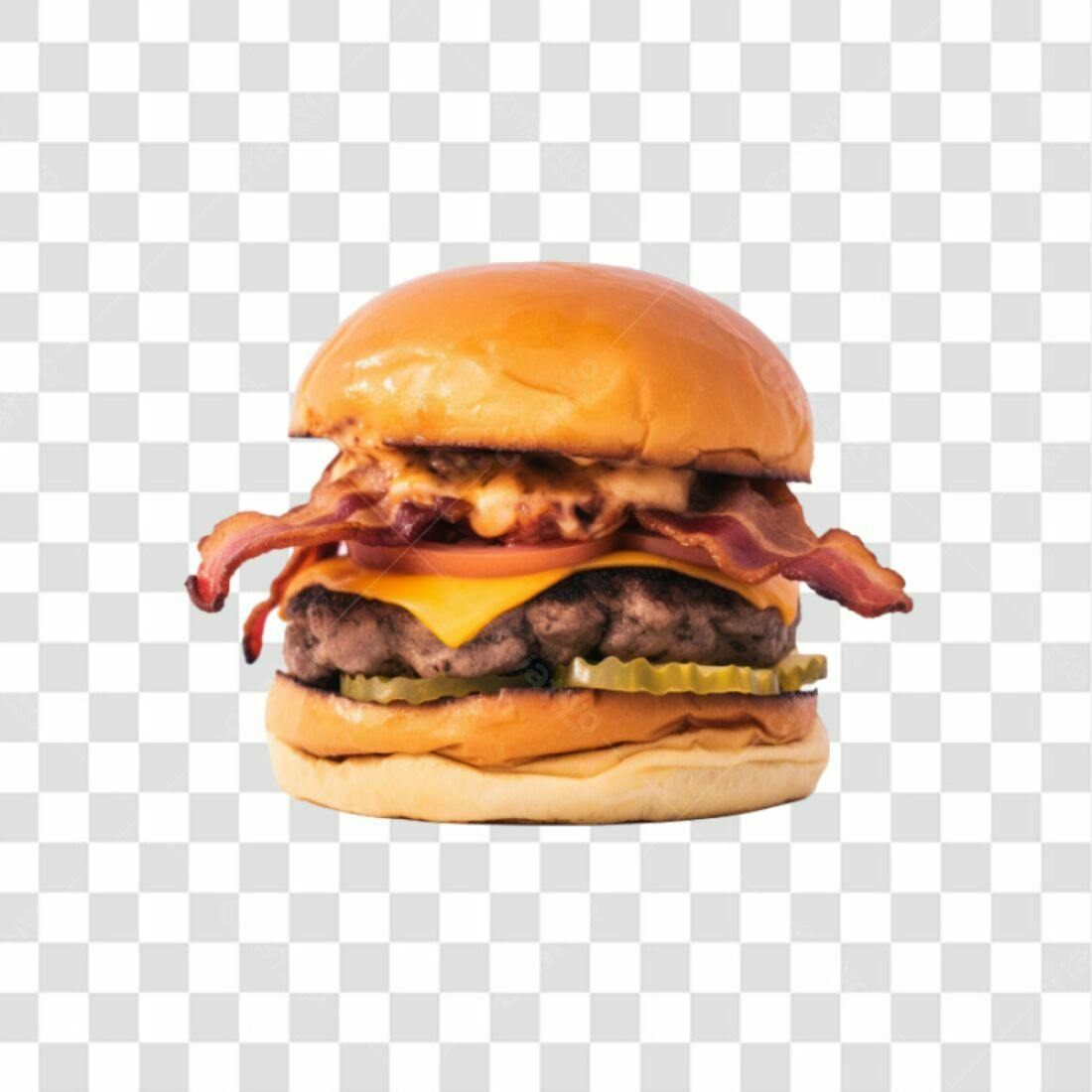 Imagem PNG de hambúrguer com bacon fundo transparente