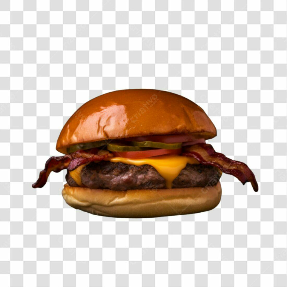 Imagem PNG de Hambúrguer com Queijo e Bacon com fundo transparente