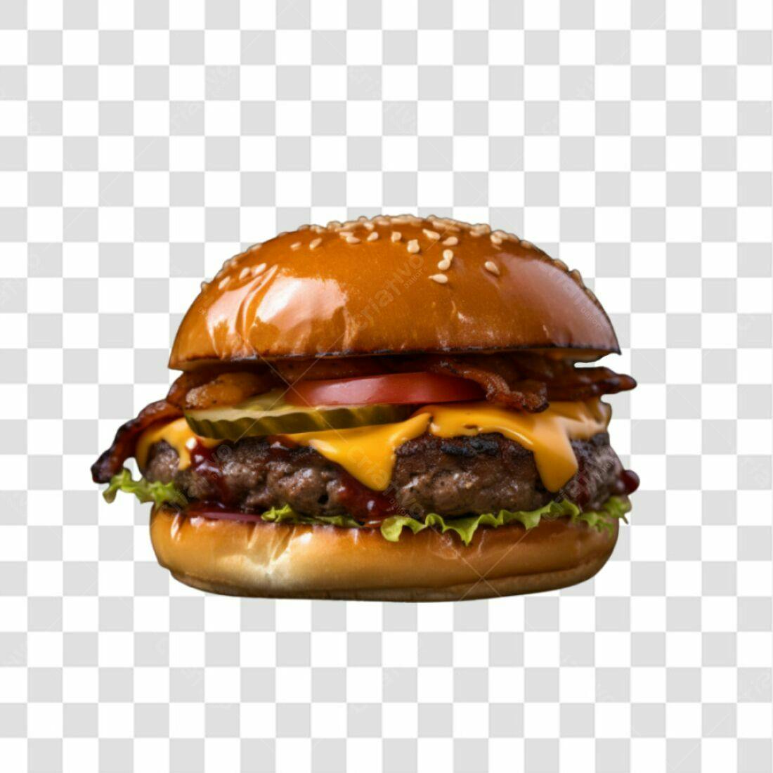 Imagem PNG de Hambúrguer com Queijo e Bacon fundo transparente