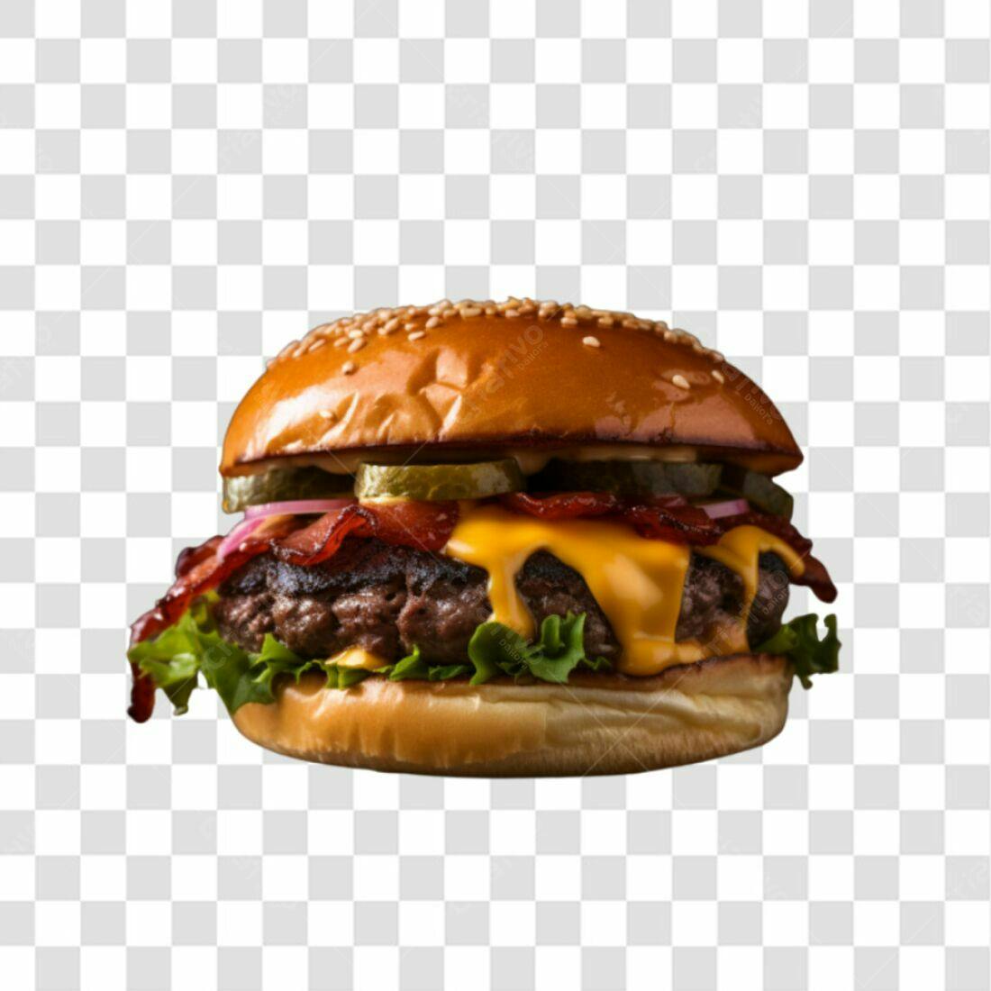 Icone Hamburguer Bacon Queijo PNG com fundo transparente